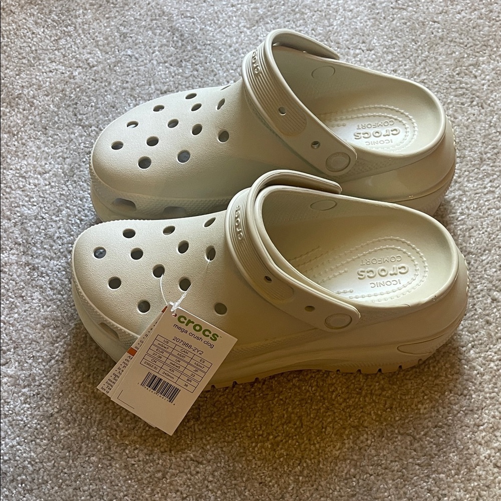 CROCS Mega Crush Clogs in Light Beige